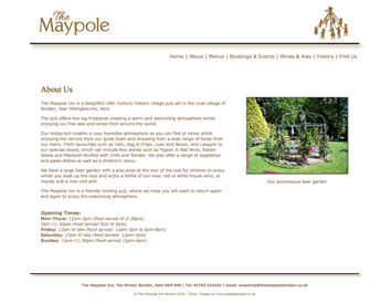 the Maypole Borden website page sample
